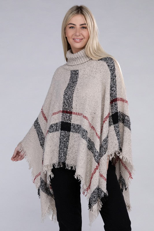 Turtleneck Knit Pancho